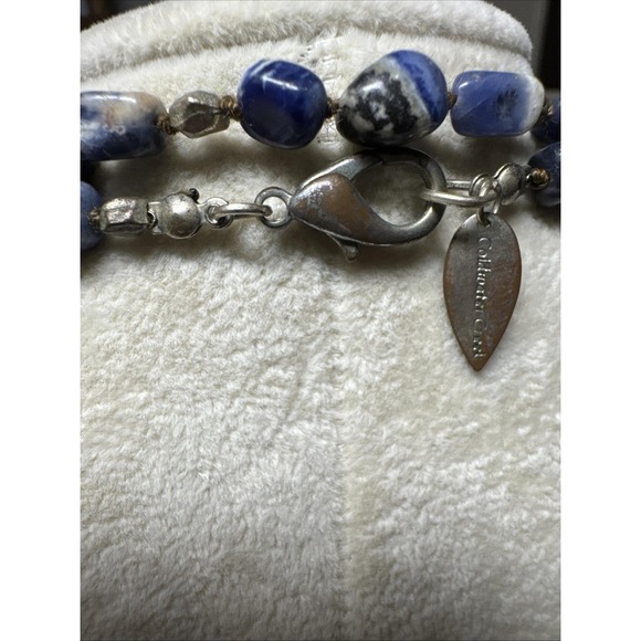 VTG Coldwater Creek Knotted Cord Lapis Sodalite Blue Stone Bead Necklace 36" - Picture 5 of 9